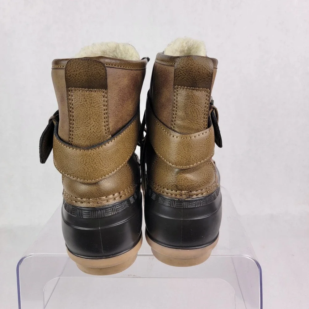 Madden Girl Rain Duck Boots Flannel‎ Lined Waterproof Womens 8 Brown Casual Cute